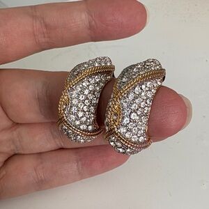 Elegant Vintage Gold and Silver Rhinestone Women's Earrings